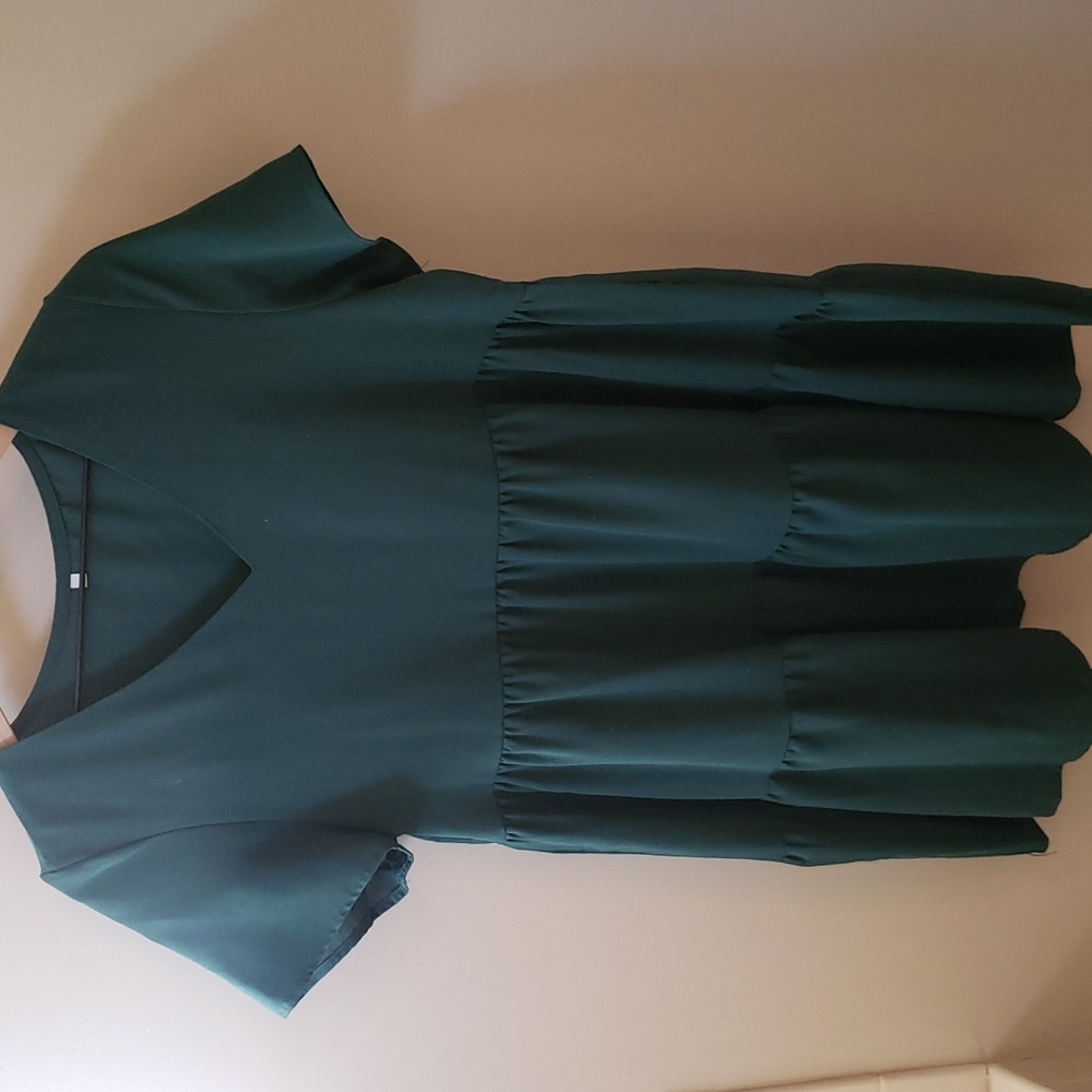 Green Tunic Flowy Minidress